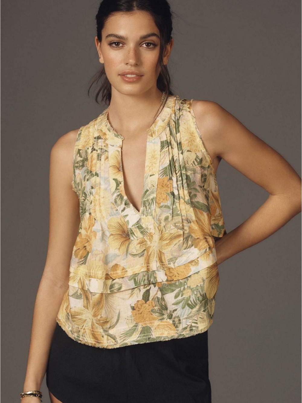 Anthropologie Pilcrow Linen Swing Tank